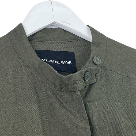 Who What Wear Linen Blend Army Green Utility Cargo Jacket Cinched Waist Sz M - Picture 5 of 9